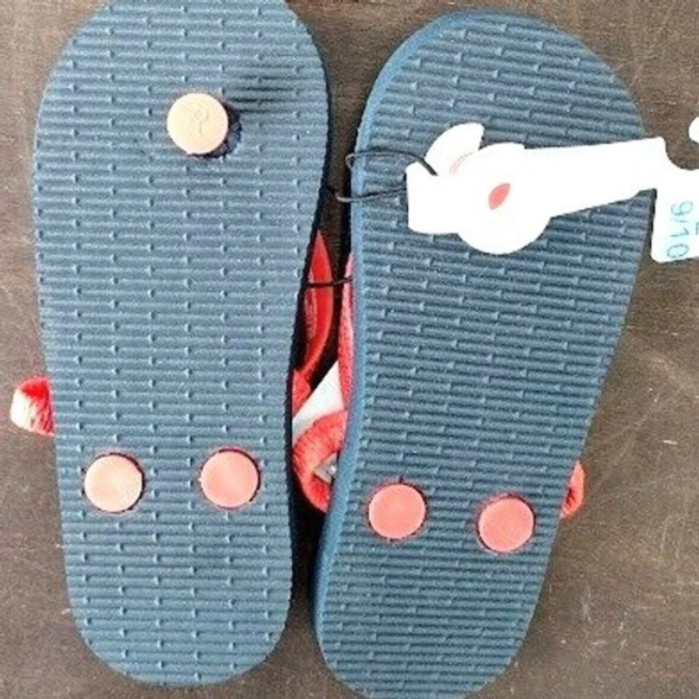 Cat Jack Kids Flip Flops Sandals Shark Print Red‎ Strap Size L 910